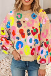 Leopard Drop Shoulder Bright Sweatshirt